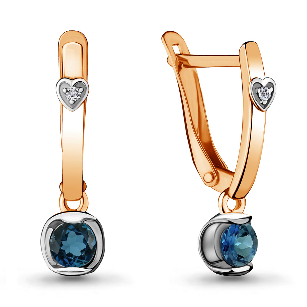 

Серьги из серебра с топазом\фианитом Aquamarine Aquamarine 4715108А_925_з, 4715108А_925_з