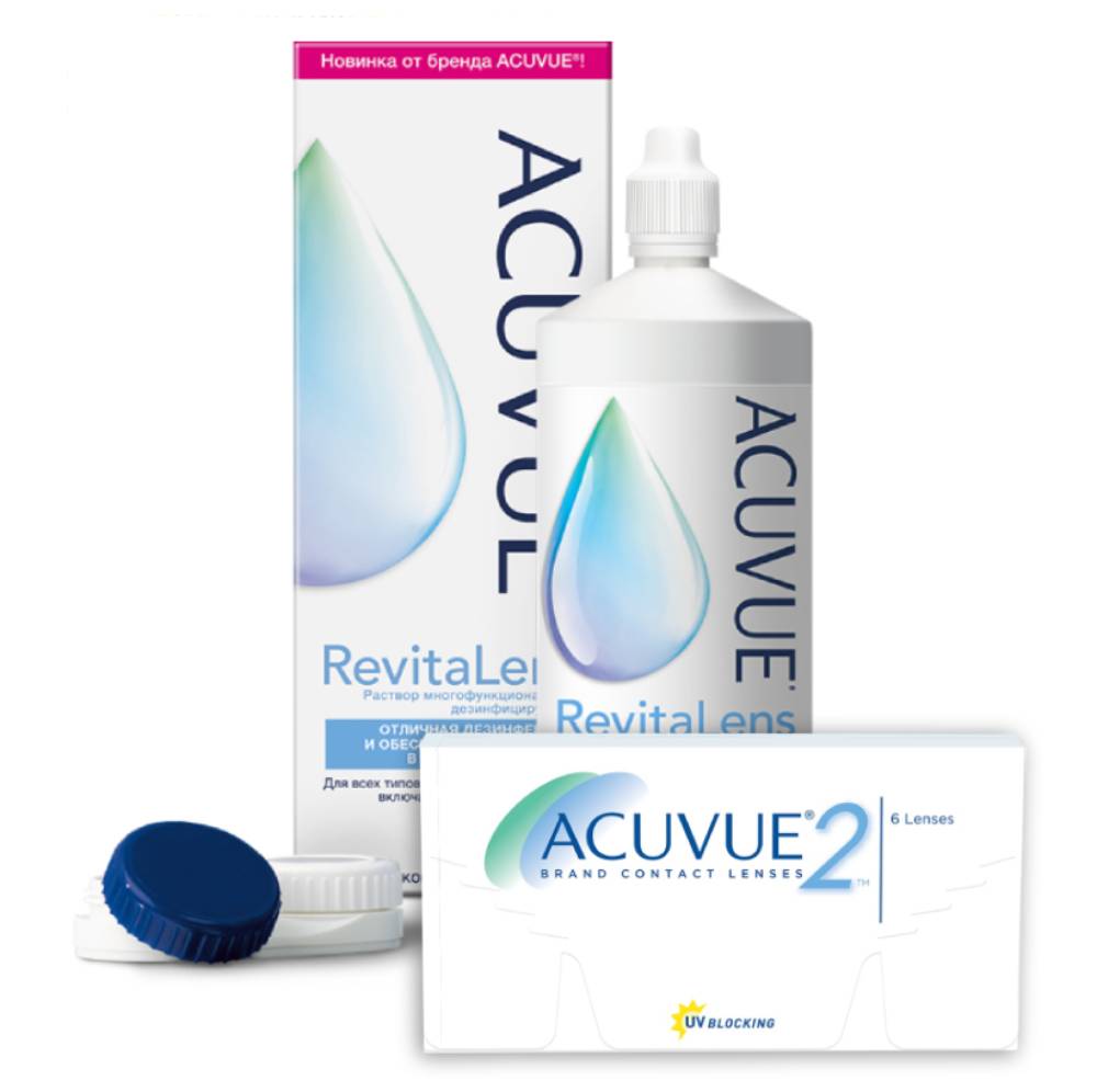 

Набор контактные линзы Acuvue 2 6 линз R 8.7 -4,00 + Acuvue RevitaLens 300 мл, Acuvue 2 6 линз + Acuvue RevitaLens 300 мл