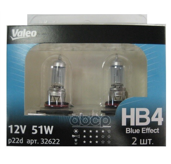 Лампа 12v Hb4 51w Valeo Blue Effect 2 Шт. Duobox 032 622 Valeo арт. 032 622