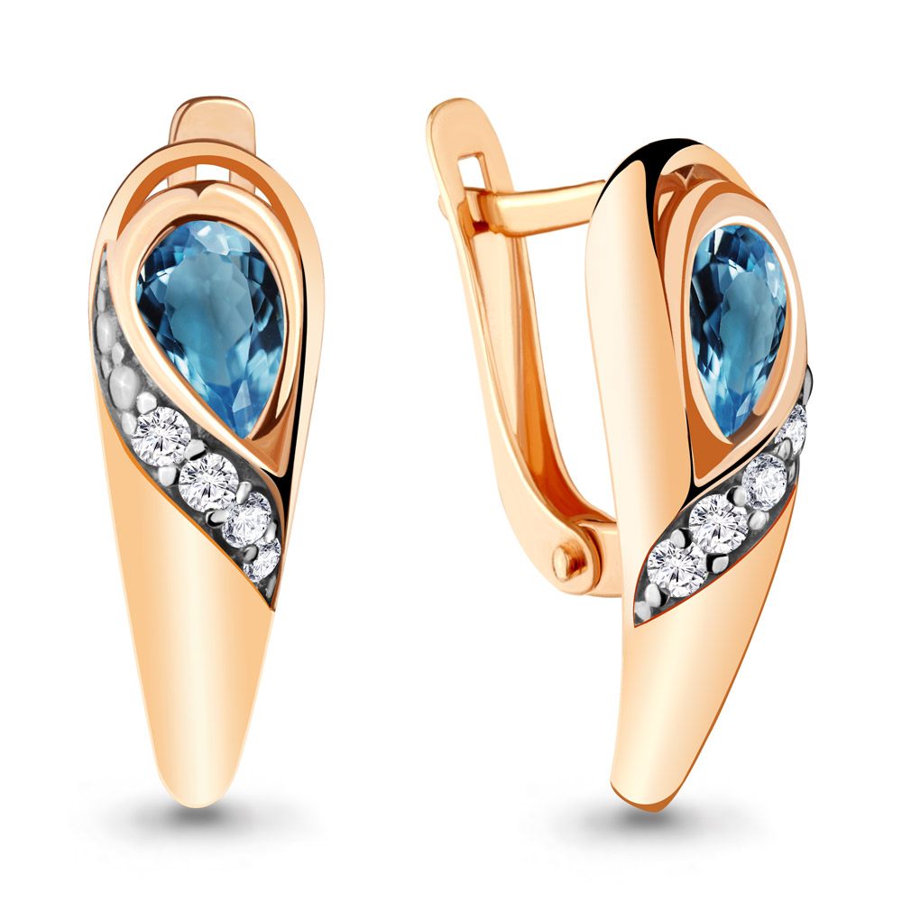 

Серьги из серебра с топазом\фианитом Aquamarine Aquamarine 4713308А_925_з, 4713308А_925_з