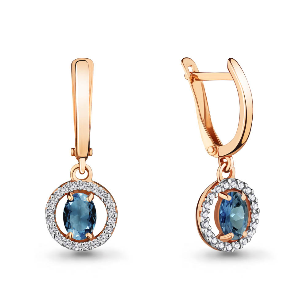 

Серьги из серебра с топазом\фианитом Aquamarine Aquamarine 4713208А_925_з, 4713208А_925_з