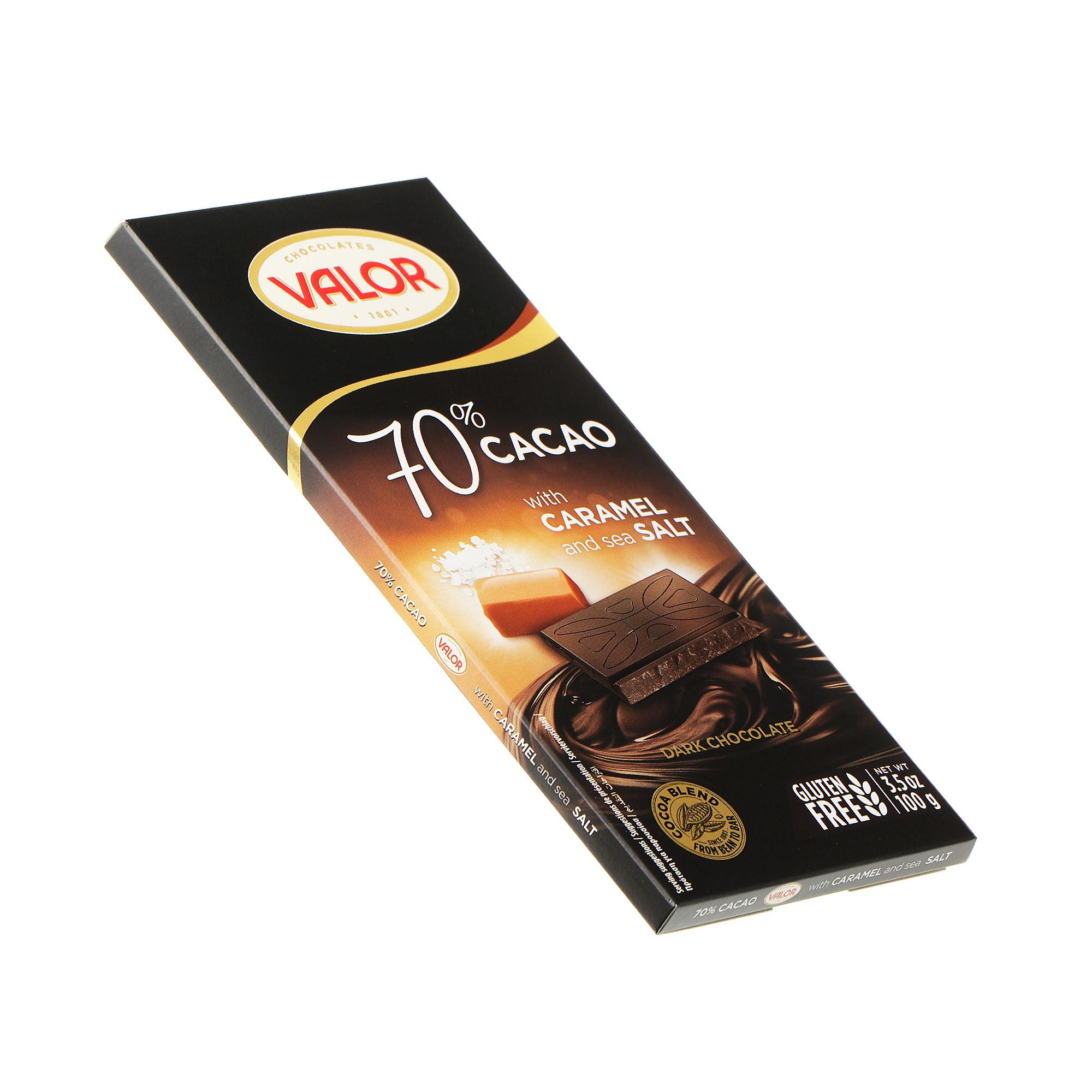 Плитка Valor темный шоколад с карамелью и солью 100 г