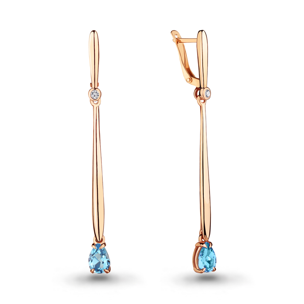 

Серьги из серебра с топазом\фианитом Aquamarine Aquamarine 4712905А_925_з, 4712905А_925_з