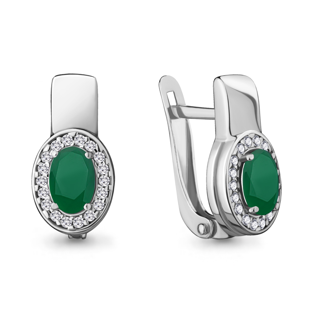 

Серьги из серебра с агатом\фианитом Aquamarine Aquamarine 4712509А_925_р, 4712509А_925_р