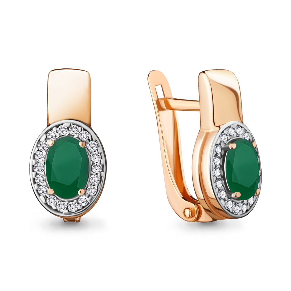 

Серьги из серебра с агатом\фианитом Aquamarine Aquamarine 4712509А_925_з, 4712509А_925_з