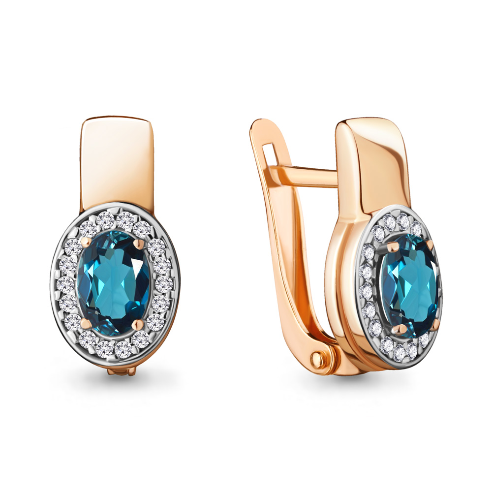 

Серьги из серебра с топазом\фианитом Aquamarine Aquamarine 4712508А_925_з, 4712508А_925_з