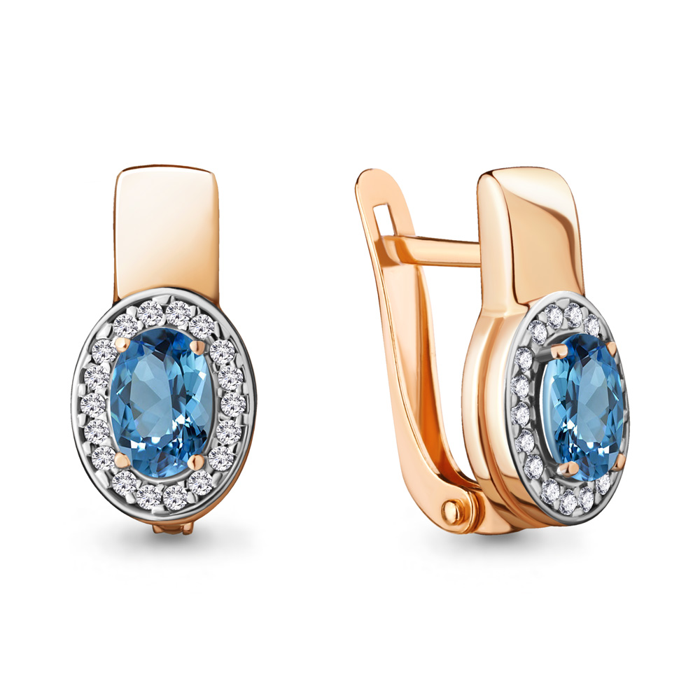 

Серьги из серебра с топазом\фианитом Aquamarine Aquamarine 4712505А_925_з, 4712505А_925_з