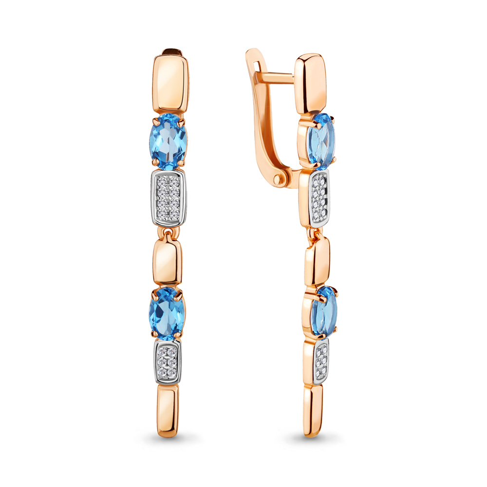 

Серьги из красного золота с топазом\фианитом Aquamarine Aquamarine 4710905А_585_кз, 4710905А_585_кз