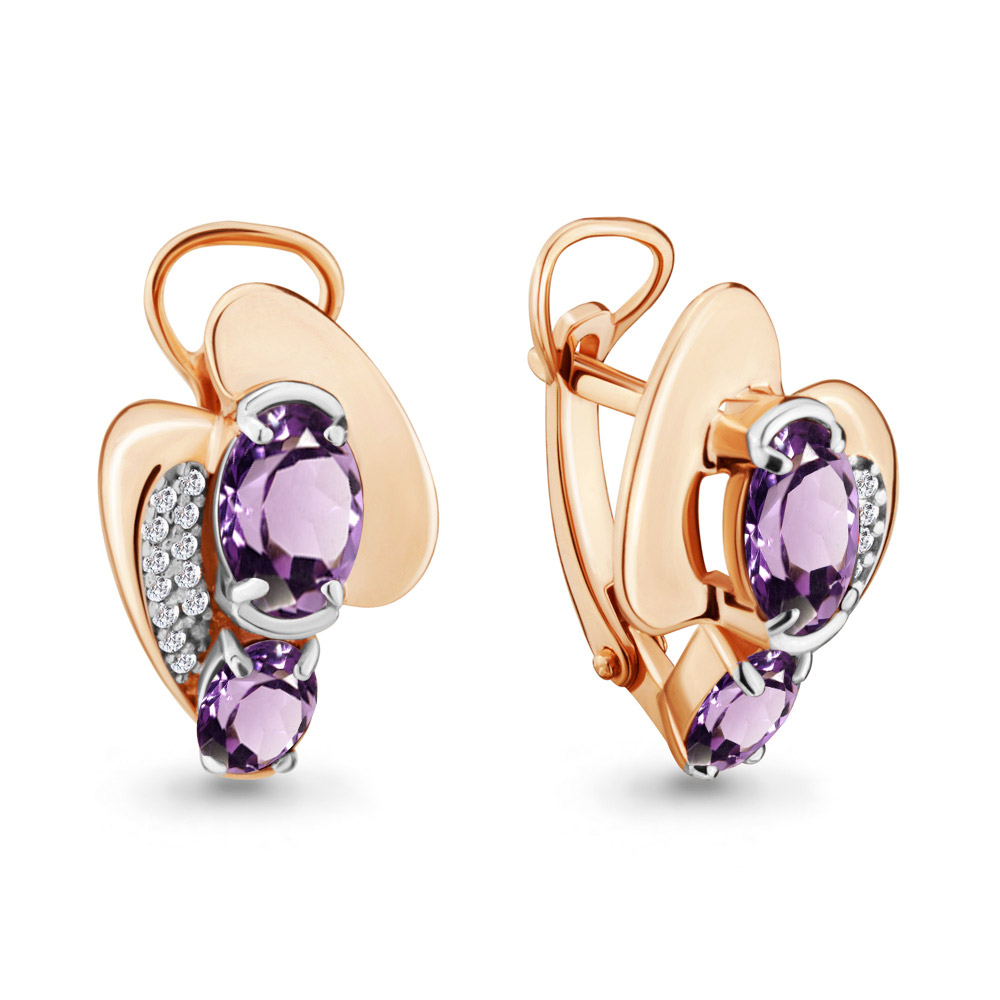 

Серьги из серебра с аметистом\фианитом Aquamarine Aquamarine 4708404А_925_з, 4708404А_925_з