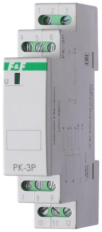 Реле промежуточное PK-3P монтаж на DIN-рейке 220В 50Гц 3х8А 3NO/NC IP20 F&F EA06.001.023 реле промежуточное с кнопкой тестирования njdc 17 d 3zs led 5а ac 220в chint 651067