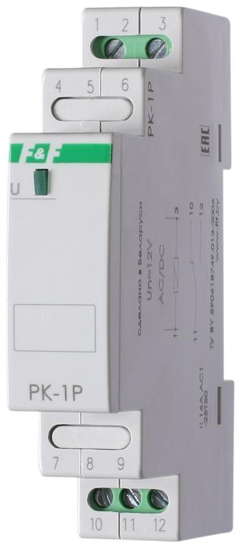 Реле промежуточное PK-1P/Un монтаж на DIN-рейке 24В AC/DC 16А 1P IP20 F&F EA06.001.003