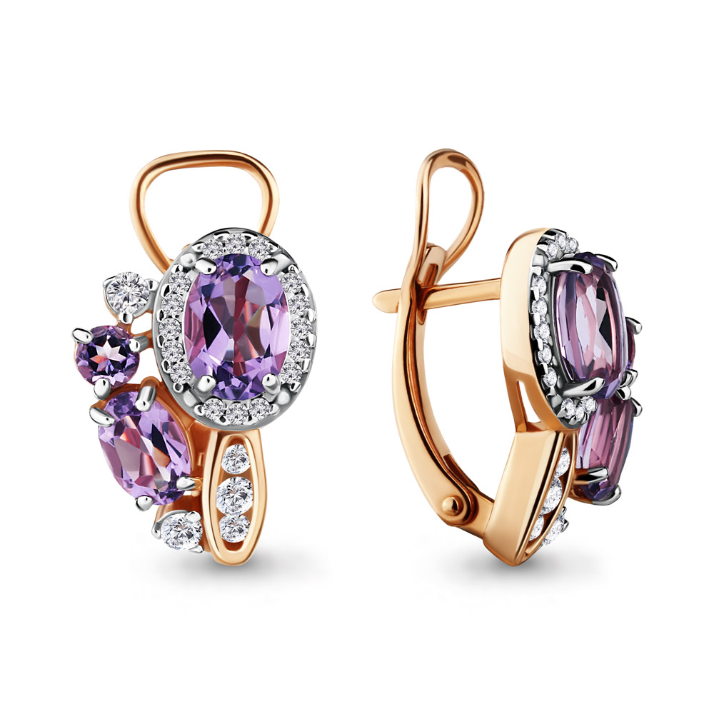 

Серьги из серебра с аметистом\фианитом Aquamarine Aquamarine 4707904А_925_з, 4707904А_925_з