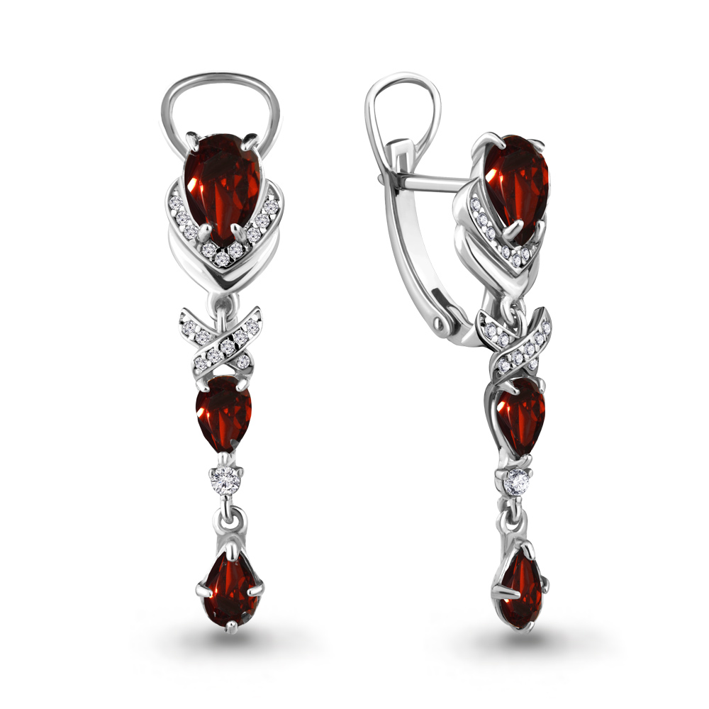 

Серьги из серебра с гранатом Aquamarine Aquamarine 4707503А_925_р, 4707503А_925_р