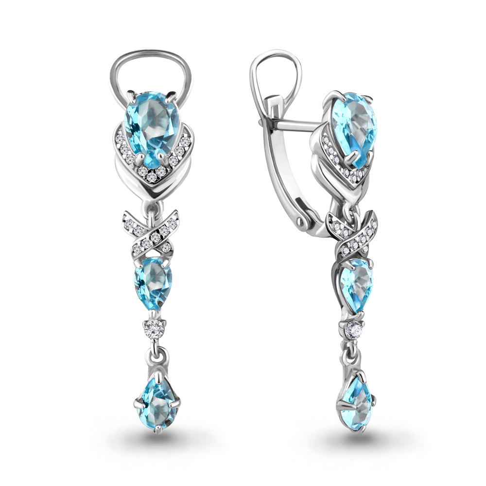 

Серьги из серебра с топазом Aquamarine Aquamarine 4707502А_925_р, 4707502А_925_р