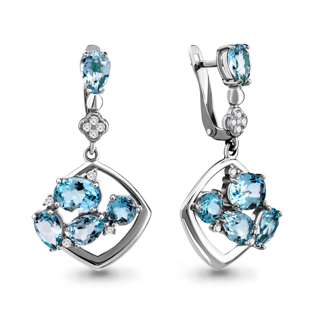 

Серьги из серебра с топазом Aquamarine Aquamarine 4706902А_925_р, 4706902А_925_р