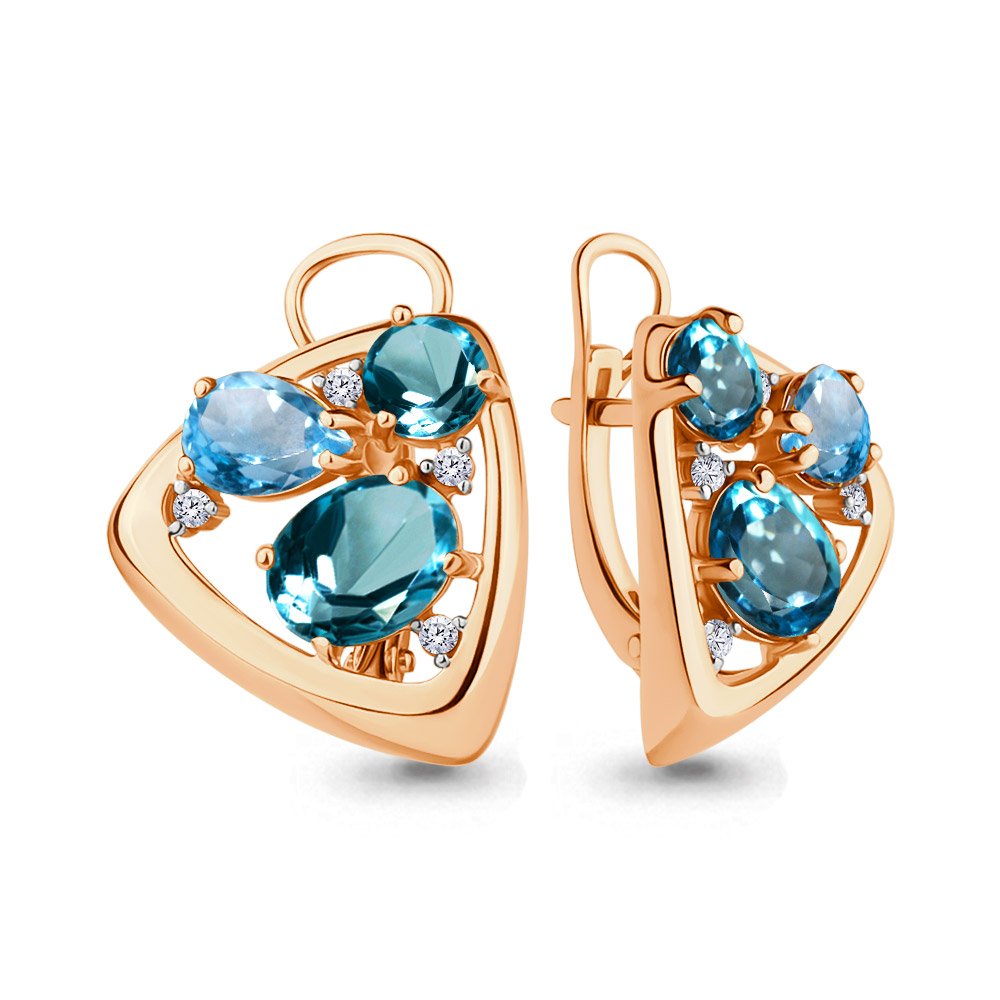 

Серьги из серебра с топазом\фианитом Aquamarine Aquamarine 4706762А_925_з, 4706762А_925_з
