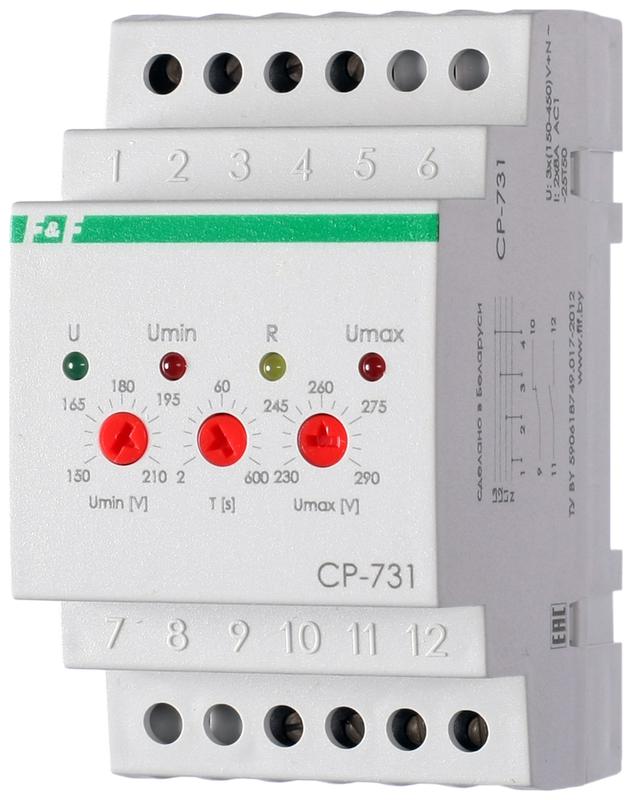 Реле напряжения CP-731 (монтаж на DIN-рейке; 3х400/230+N 2х8А 1Z 1R IP20) F&F EA04.009.005 источник постоянного напряжения с вилкой gdli 72 a ip20 12