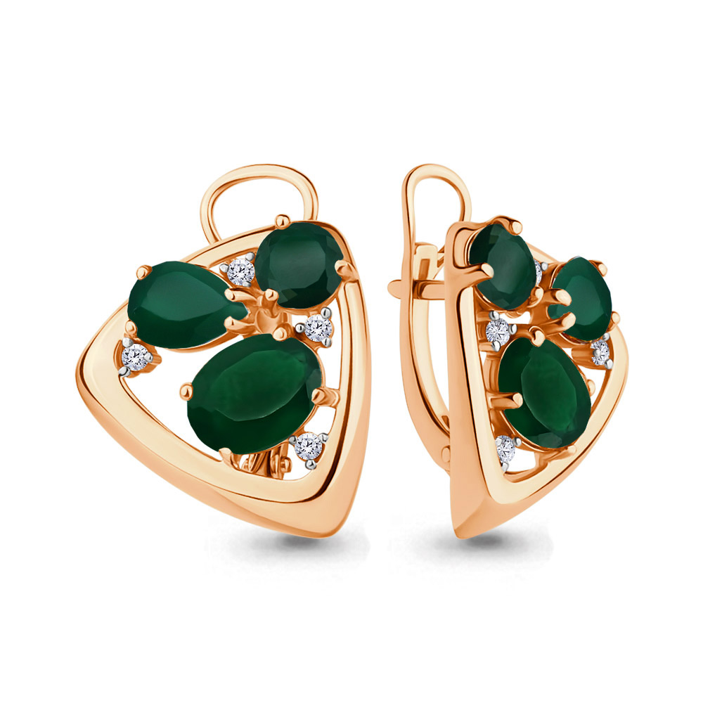 

Серьги из серебра с агатом\фианитом Aquamarine Aquamarine 4706709А_925_з, 4706709А_925_з