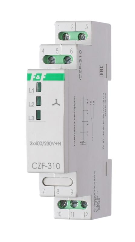 Реле контроля фаз CZF-310 3х400/230+N 8А 1NO/NC IP20 F&F EA04.001.005