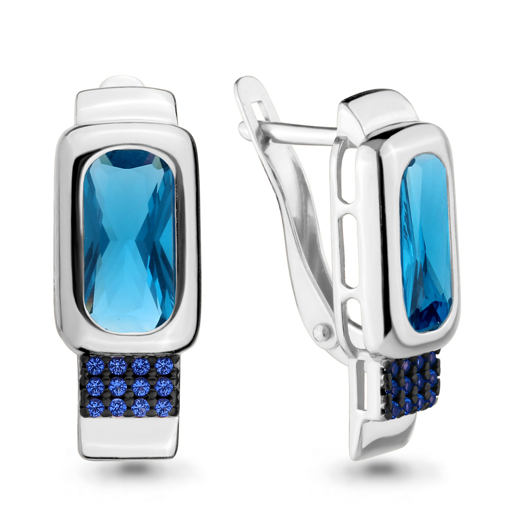 

Серьги из серебра с топазом искусственным Aquamarine Aquamarine 4703593Б_925_р, 4703593Б_925_р