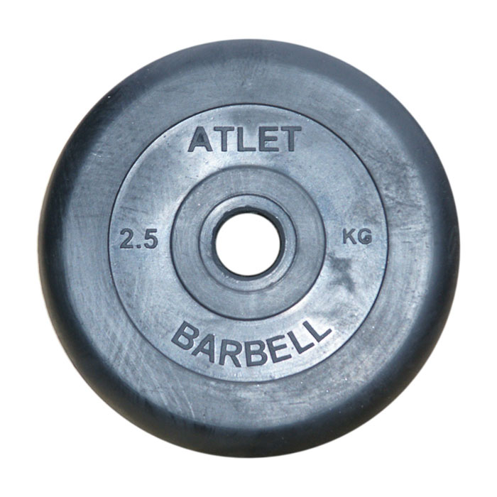 фото Диск обрезиненный mb barbell atlet черный 26 мм, 2,5 кг mb-atletb26-2,5