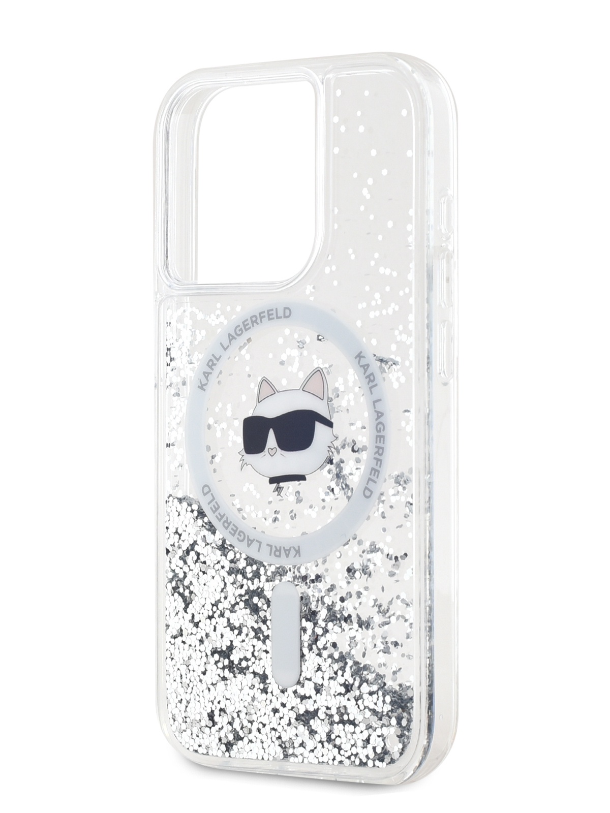 Чехол Karl Lagerfeld для iPhone 15 Pro Liquid Glitter с MagSafe, прозрачный