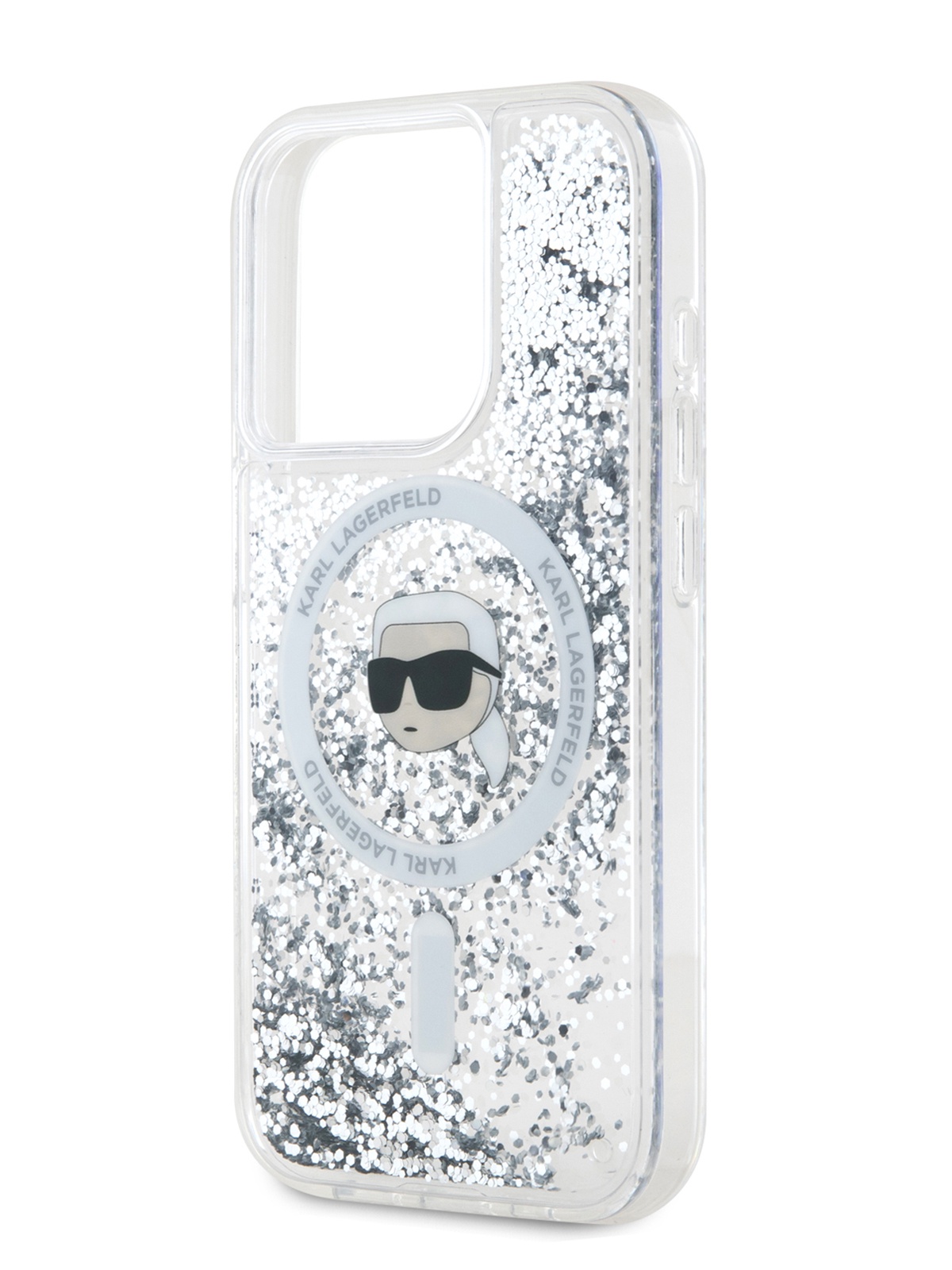 Чехол Karl Lagerfeld для iPhone 15 Pro Max с MagSafe Liquid glitter, прозрачный