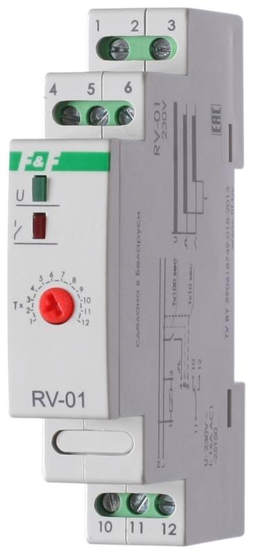 Реле времени RV-01 230В 16А задержка включ. 1..120с 1перекл. IP20 F&F EA02.001.007