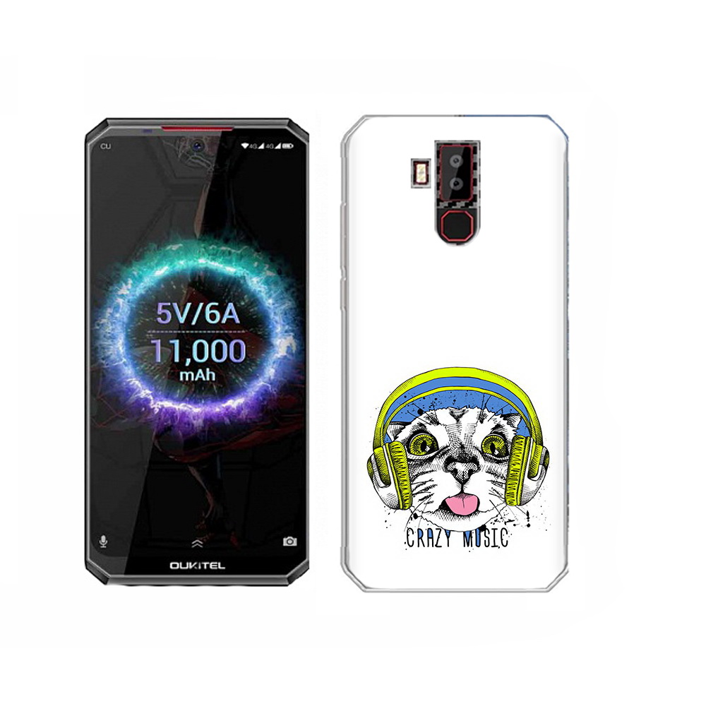 

Чехол MyPads Tocco для Oukitel K13 Pro кошка в наушниках рисунок, Прозрачный, Tocco