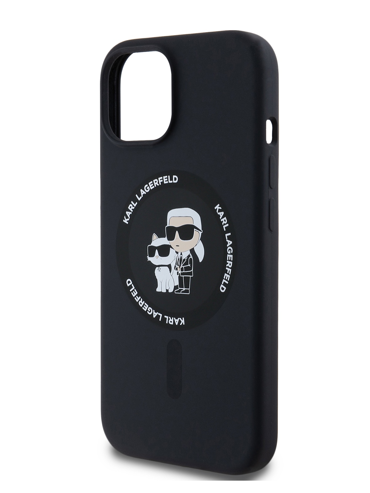 Чехол Karl Lagerfeld для iPhone 15 Liquid Silicone Soft touch с MagSafe черный