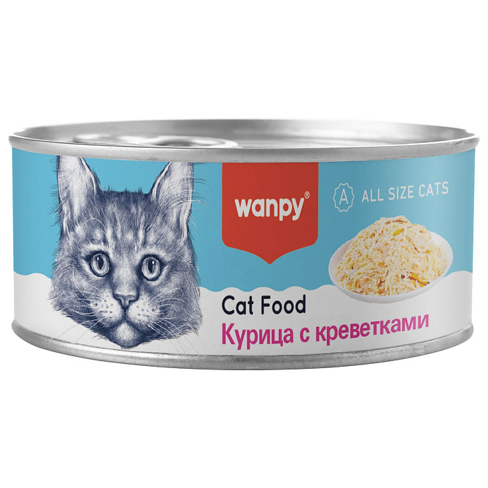 Консервы для кошек Wanpy Cat Курица с креветками, 95 г