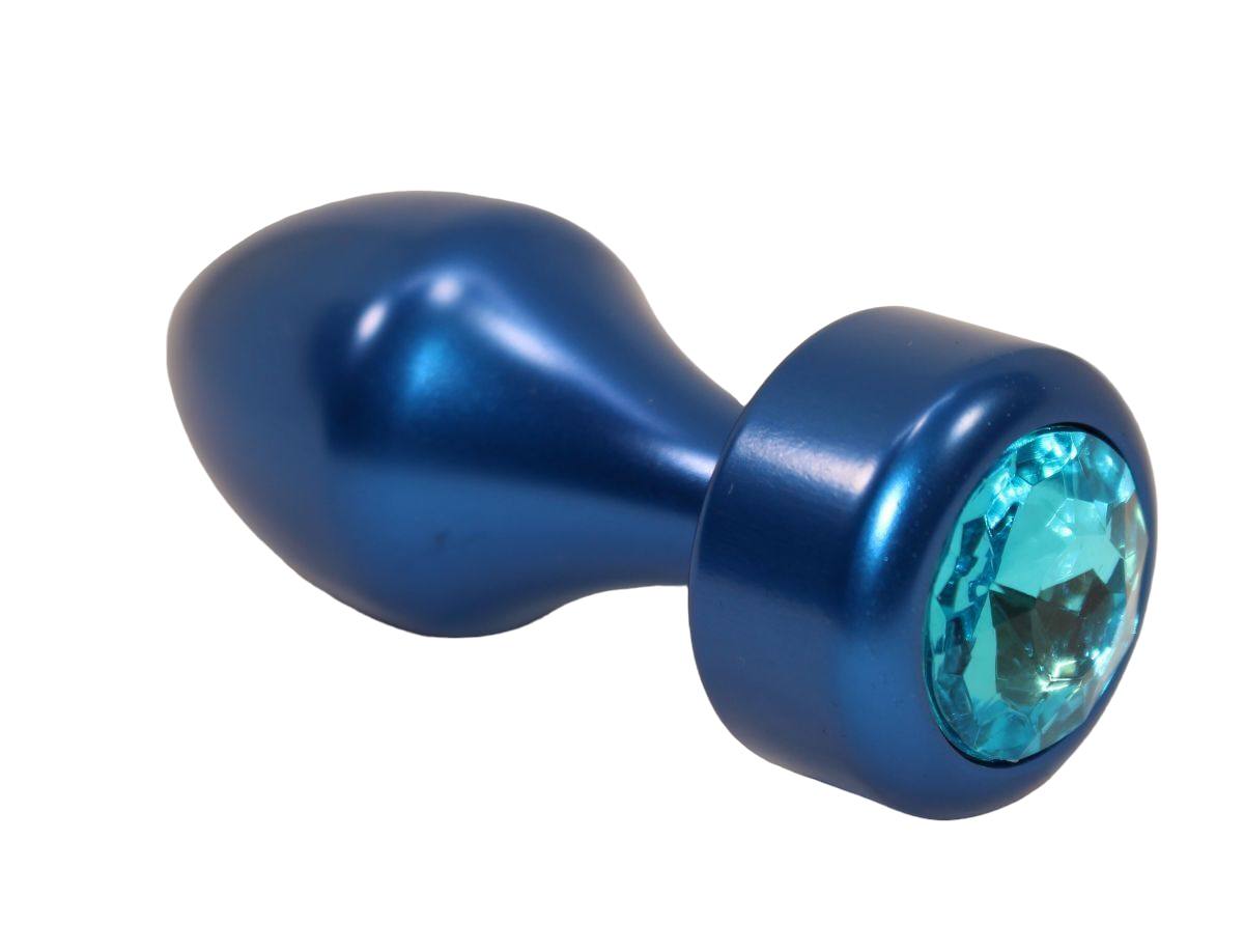 Синяя анальная пробка с голубым кристаллом 7,8 см