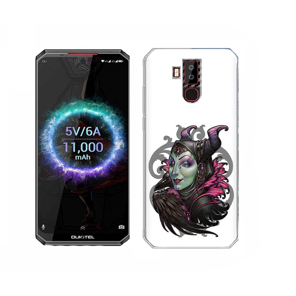 

Чехол MyPads Tocco для Oukitel K13 Pro зеленая девушка с вороном, Прозрачный, Tocco