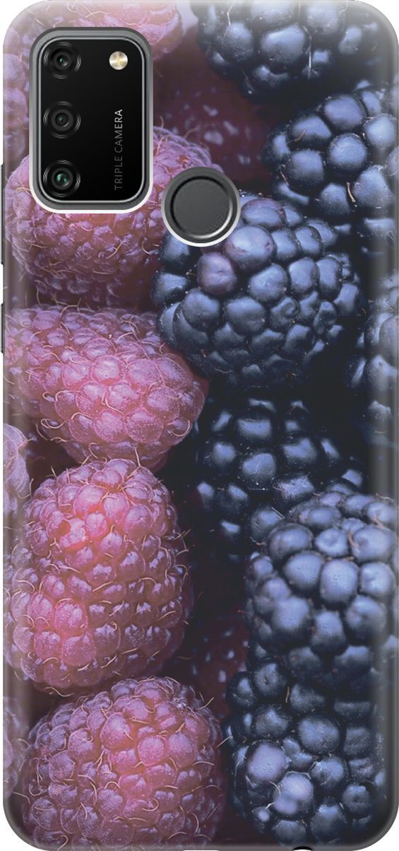 

Силиконовый чехол на Honor 9A с принтом "Малина и ежевика", Розовый;синий, 6411