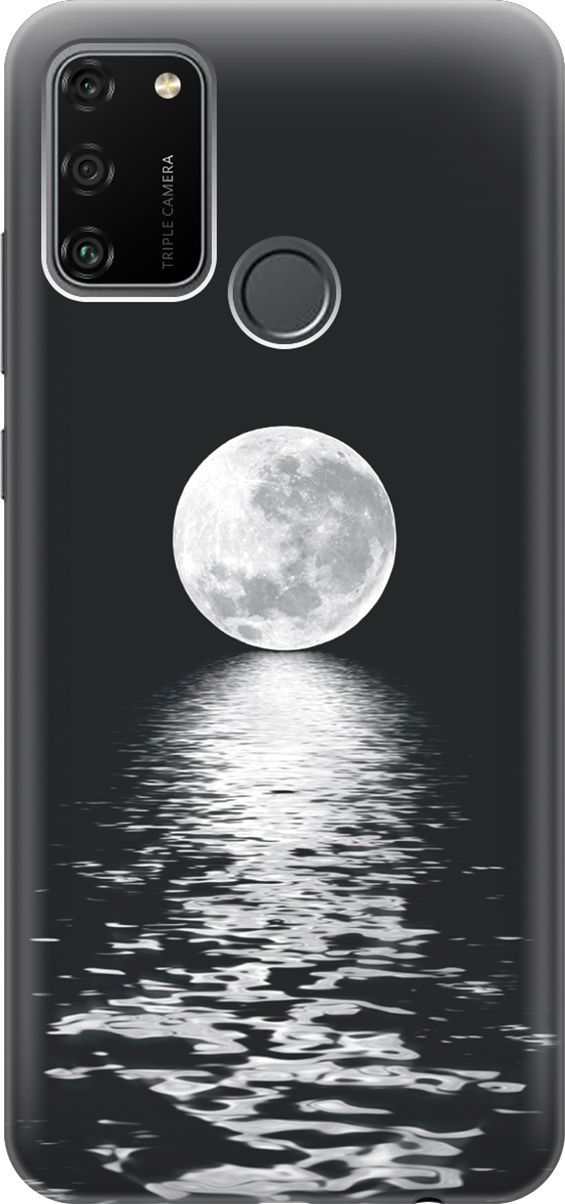 

Силиконовый чехол на Honor 9A с принтом "Луна над морем", Белый;черный, 6410