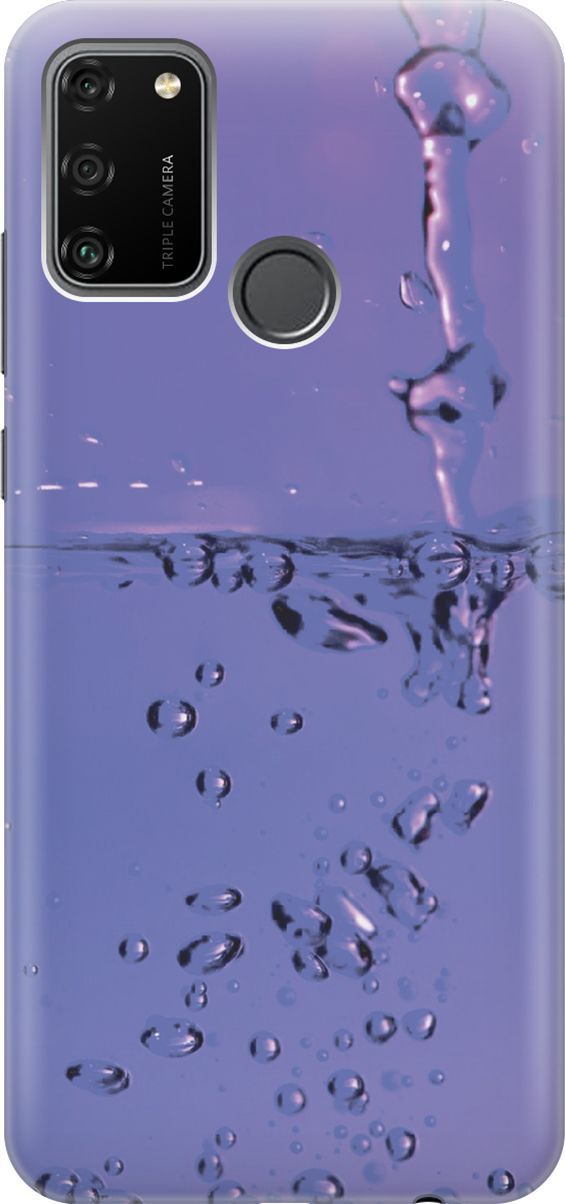 

Силиконовый чехол на Honor 9A с принтом "Капли на сиреневом", Синий;фиолетовый, 6409