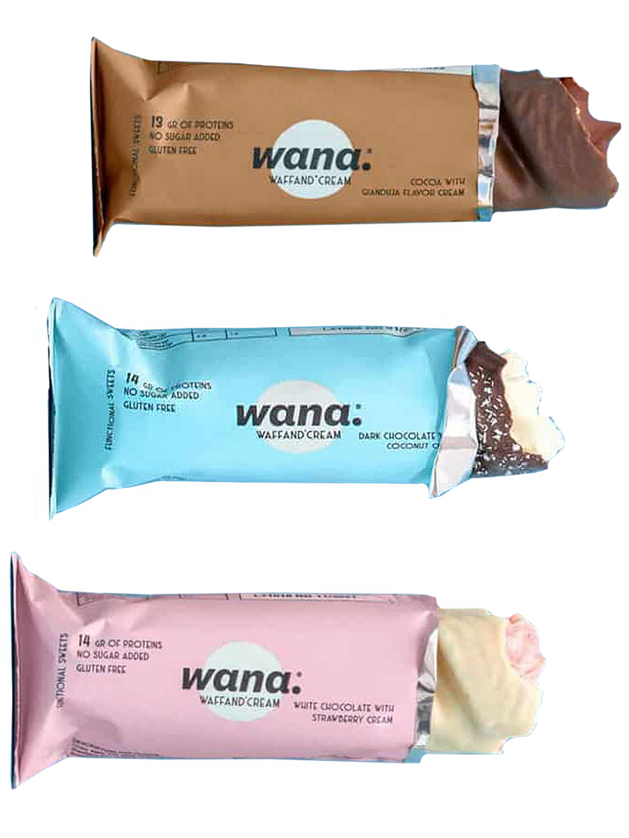 

Wana, Протеиновые вафли без сахара, Ассорти 3х43г (Клубника, Кокос, Фундук)