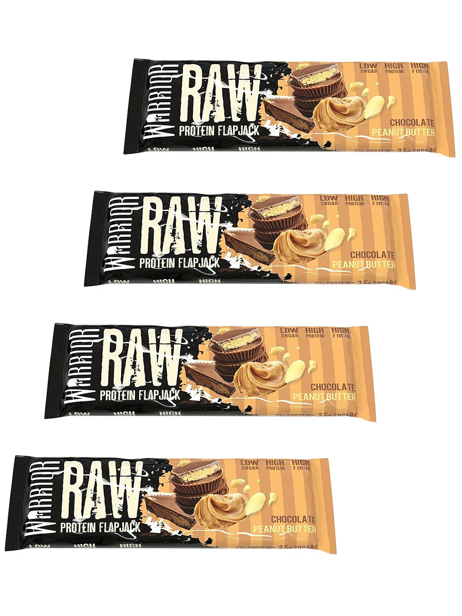 фото Warrior протеиновый батончик raw protein flapjack 4х75г (арахисовая паста) 20г белка