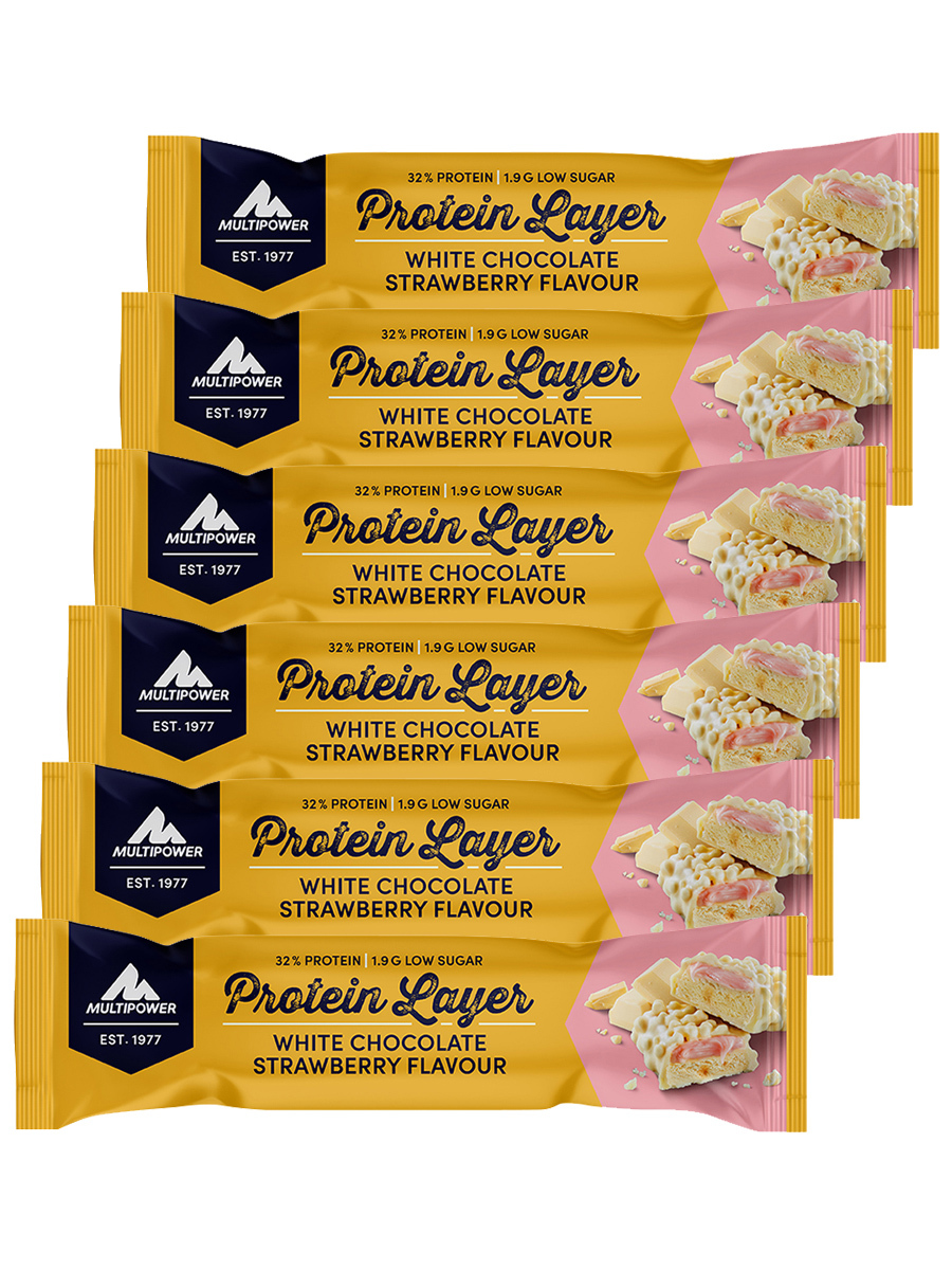 фото Протеиновый батончик премиум, multipower protein layer bar, 6х50г (клубника-белый шоколад)