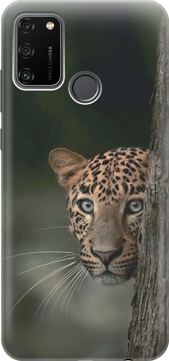 

Силиконовый чехол на Honor 9A с принтом "Подглядывающий леопард", Зеленый;коричневый, 6407