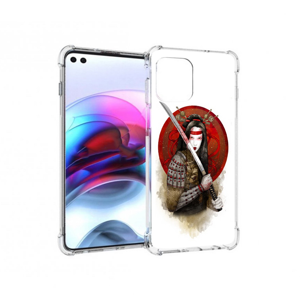 

Чехол MyPads Tocco для Motorola Edge рисованная девушка с катаной (PT157712.351.580), Прозрачный, Tocco