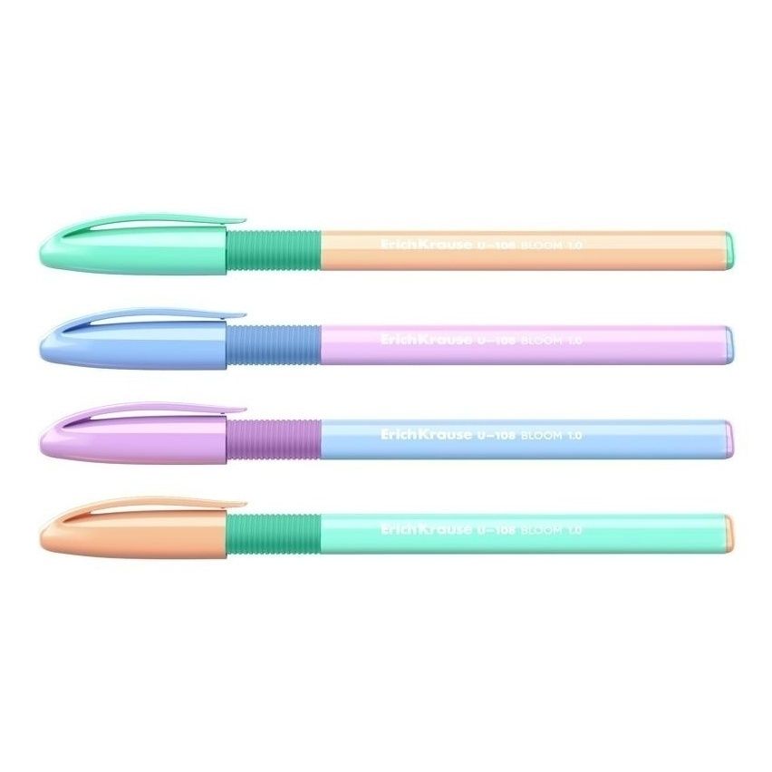 

Ручка шариковая ErichKrause U-109 Stick & Grip Pastel Bloom синий в ассорти