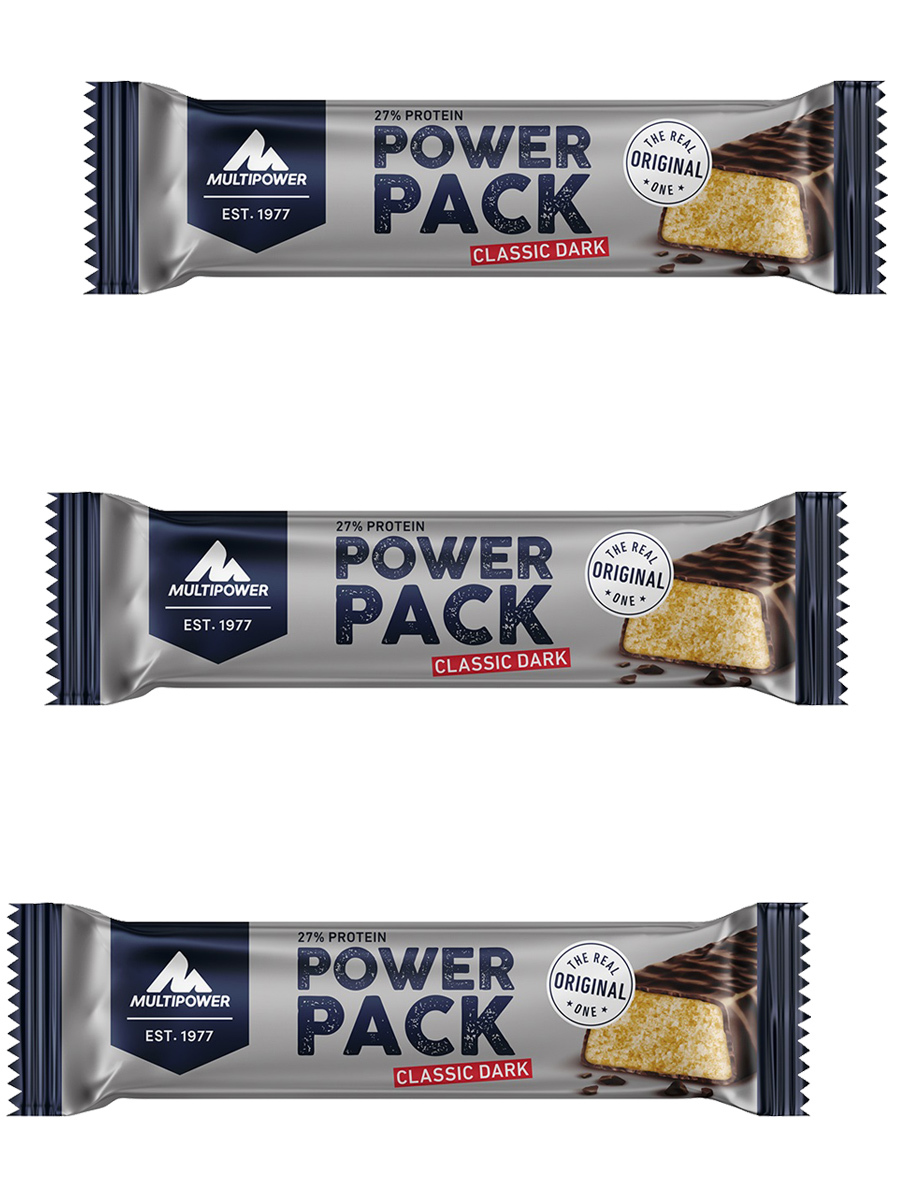 фото Протеиновый батончик премиум multipower power pack protein bar 27%, 3х35г (темный шоколад)