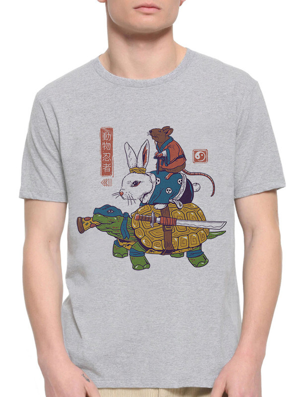 фото Футболка мужская design heroes зверушки ниндзя / animals ninja серая 3xl