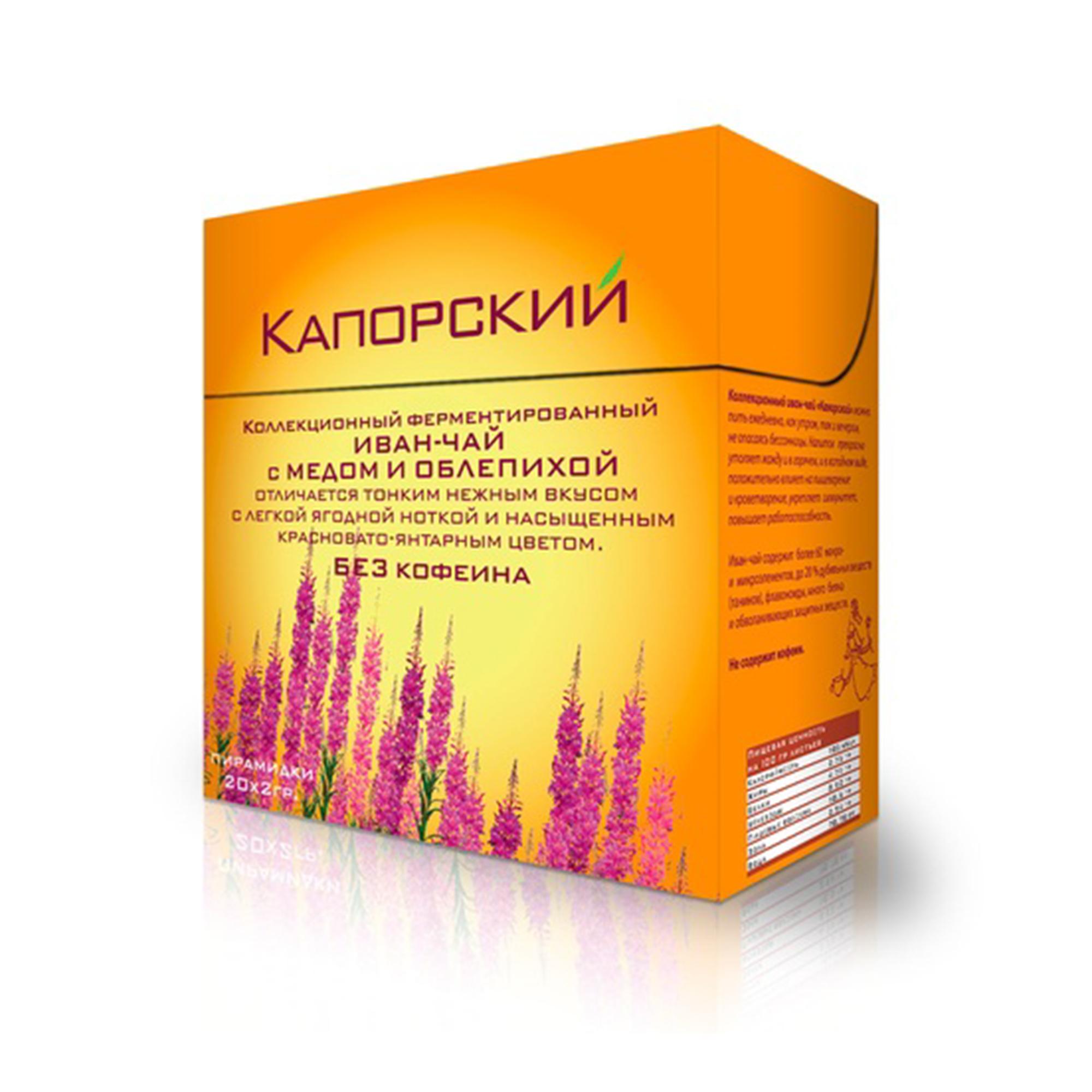 

Чайный напиток Иван-чай Капорский С медом и облепихой в пакетиках 2 г x 20 шт