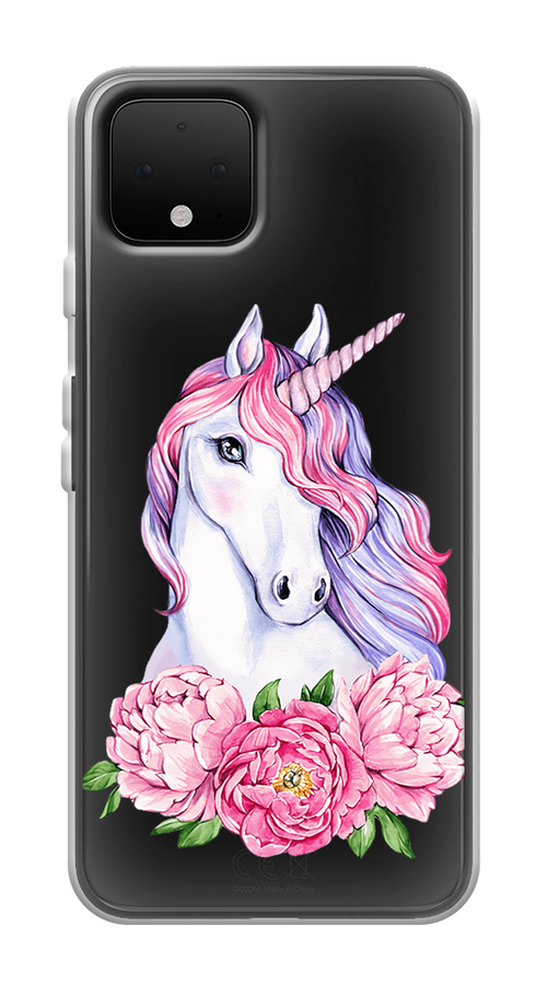 

Чехол на Google Pixel 4 "Единорог с пионами", 270250-1
