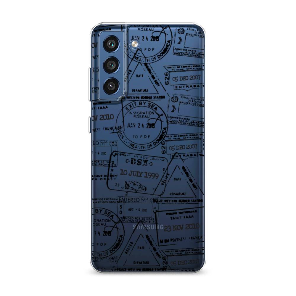 

Чехол на Samsung Galaxy S21 FE 5G "Visa stamps 2", Белый;черный;серый, 2103050-2