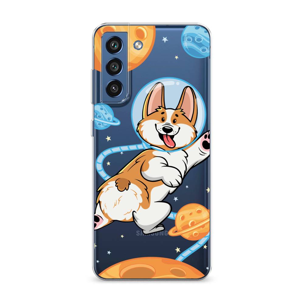 

Чехол на Samsung Galaxy S21 FE 5G "Корги-космонавт", Голубой;бежевый;белый, 2103050-1