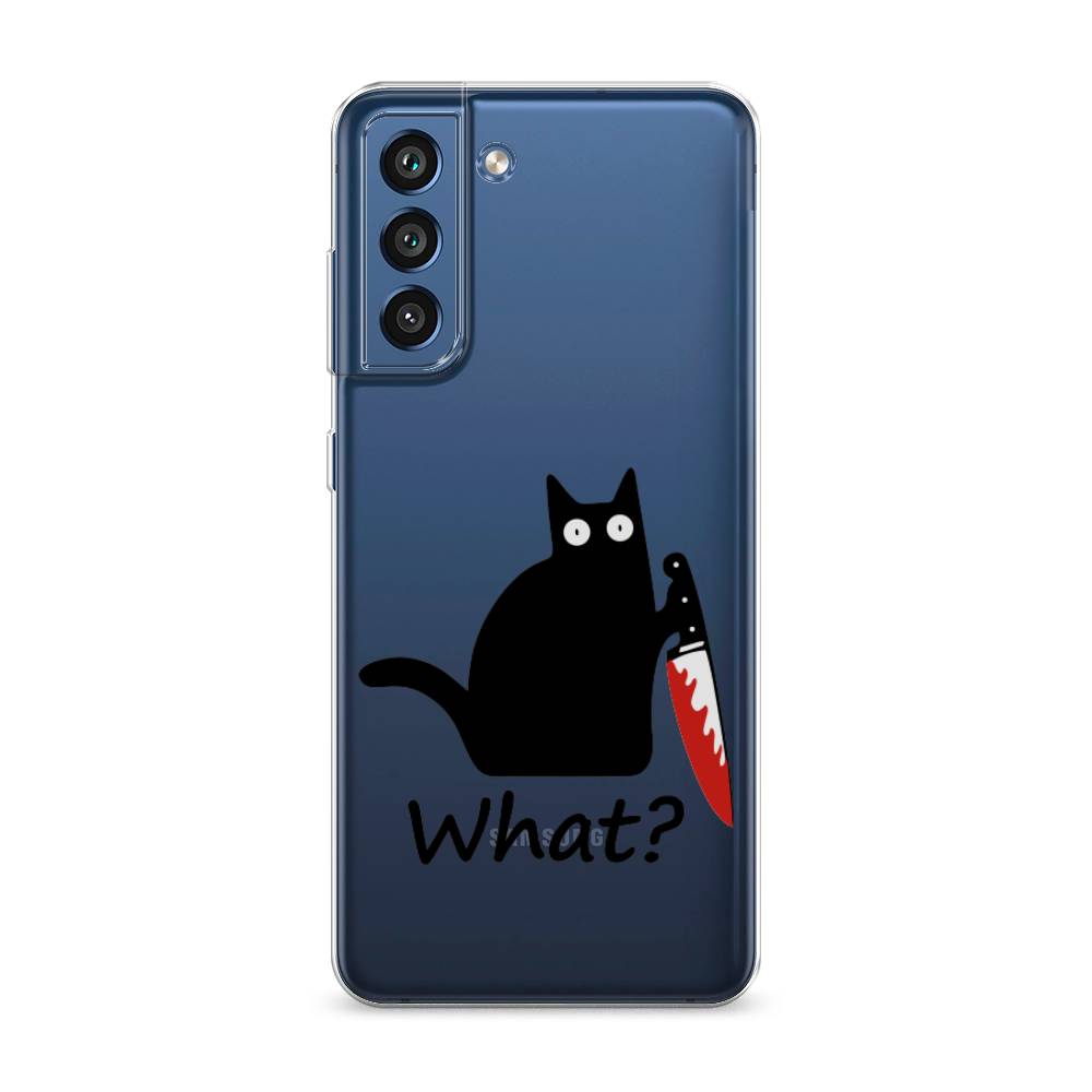 

Чехол на Samsung Galaxy S21 FE 5G "Котик с ножом", Черный;красный, 2103050-6