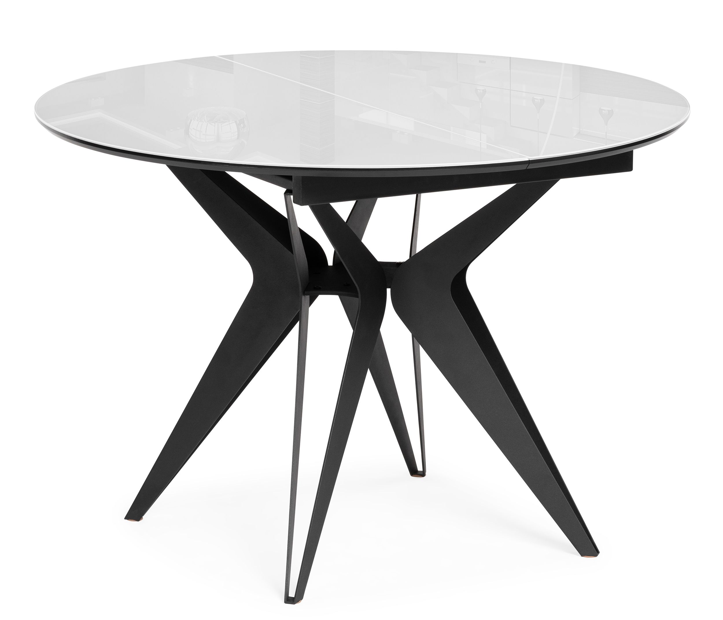 Стеклянный стол Мебельные решения Рикла 110(150)х110х76 белый / черный